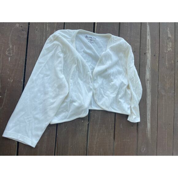 Roaman's womens large white crop sweater cardigan - Picture 1 of 3